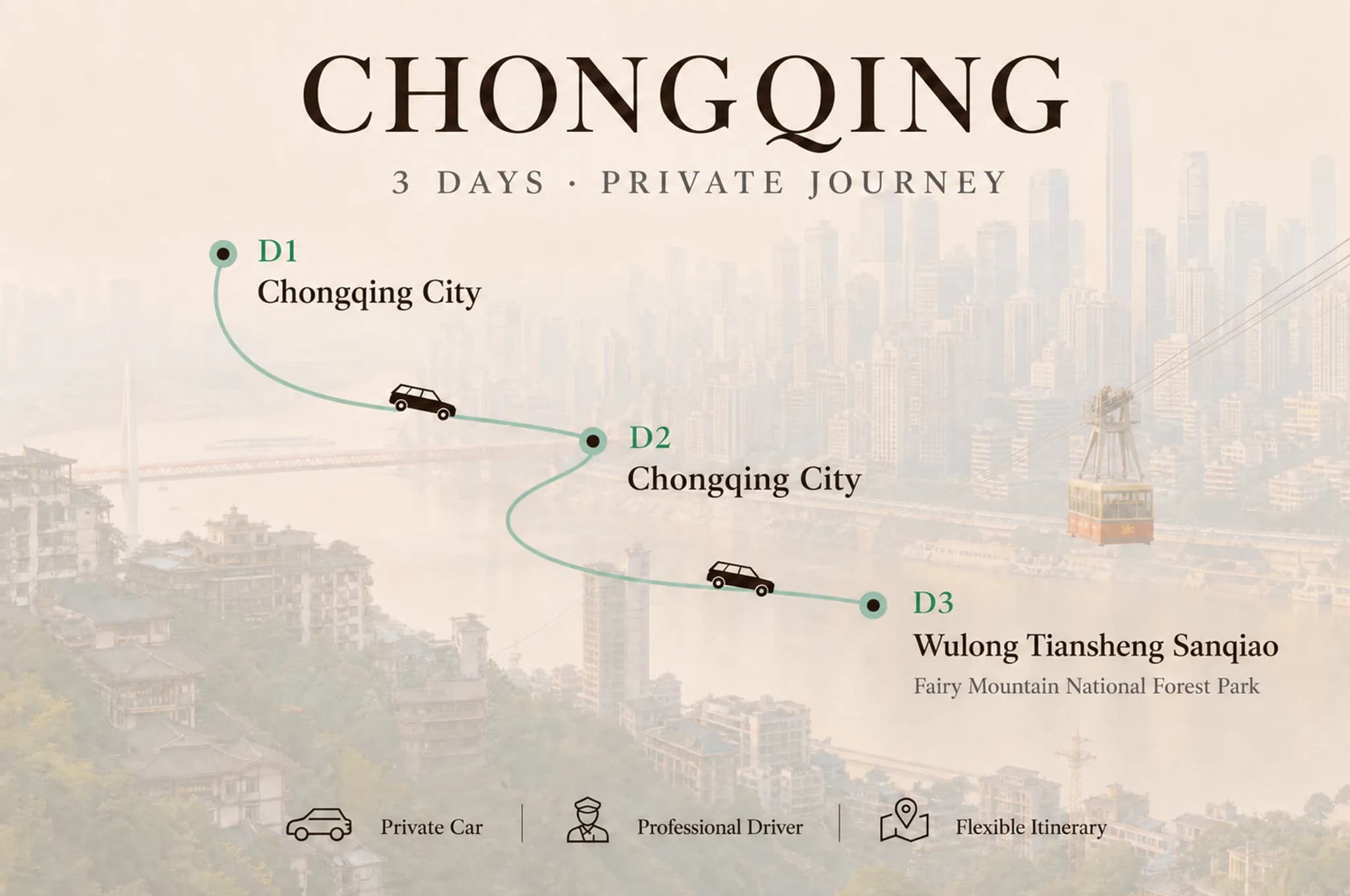 3-Day Chongqing Private Car Charter with Driver