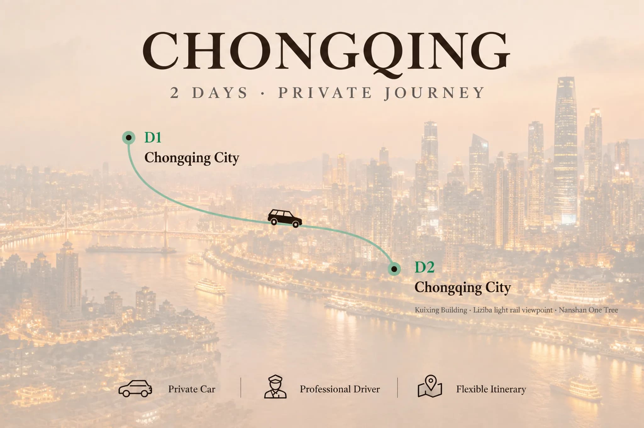 2-Day Chongqing Private Car Charter with Driver