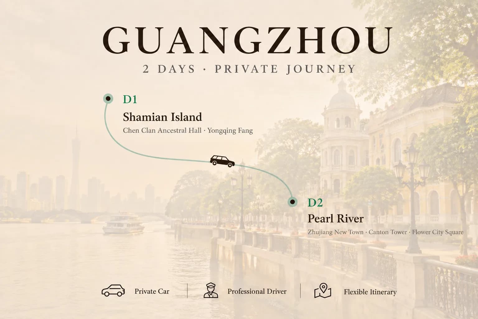 2-Day Guangzhou Private Car Charter with Driver