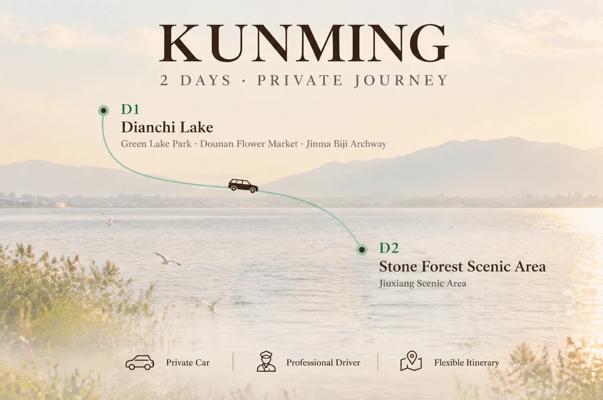 2-Day Kunming Private Car Charter with Driver