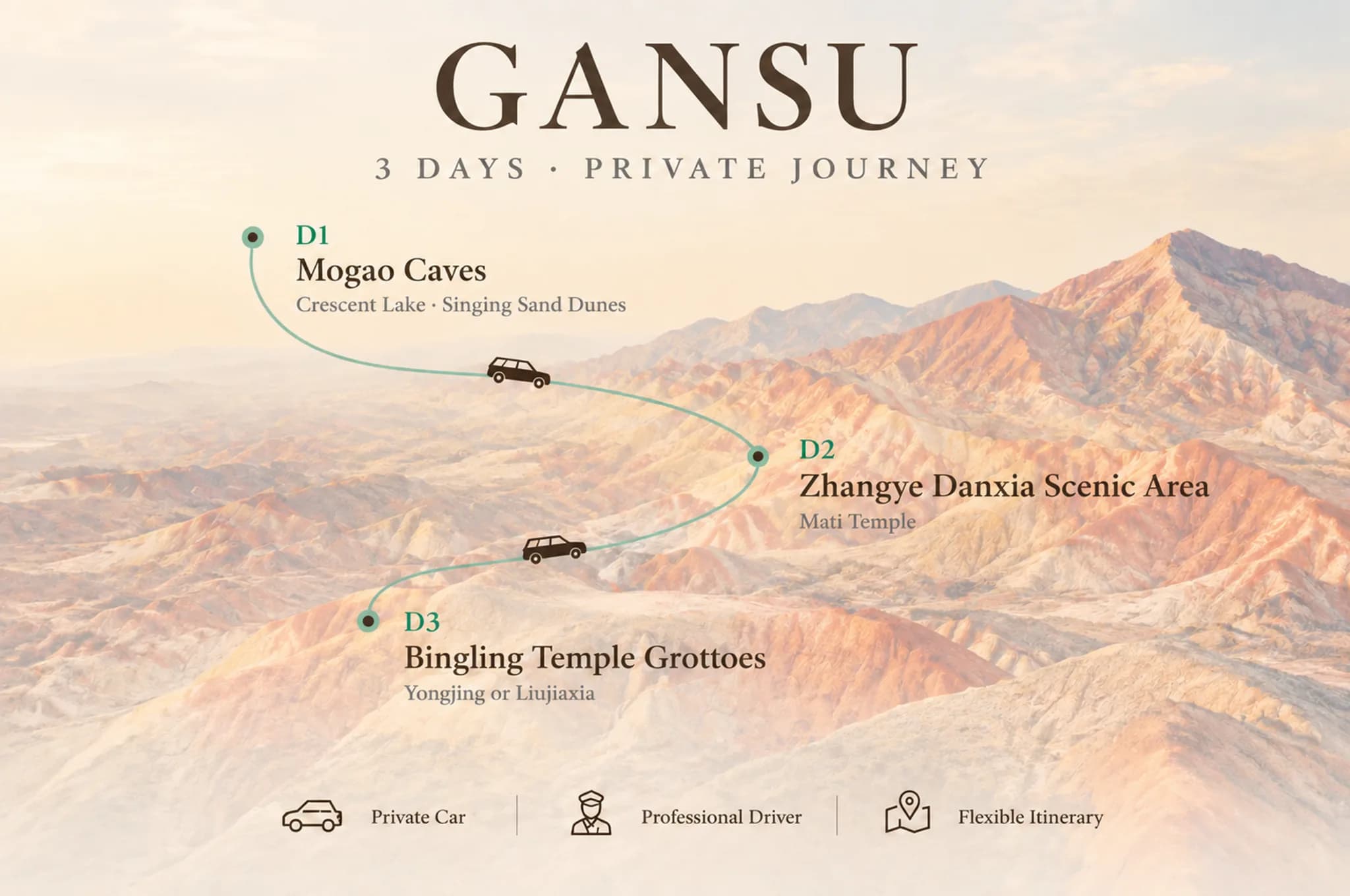 3-Day Silk Road Private Car Charter with Driver