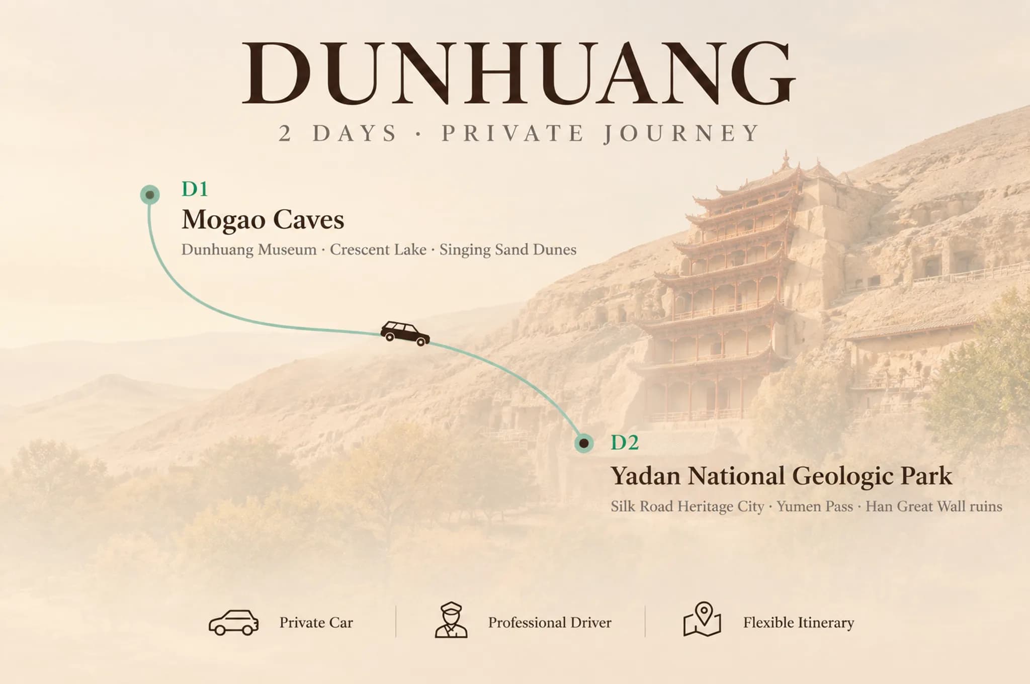 2-Day Dunhuang Private Car Charter with Driver